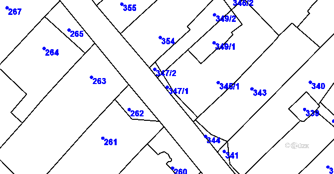 Parcela st. 347/1 v KÚ Lhota u Zlína, Katastrální mapa