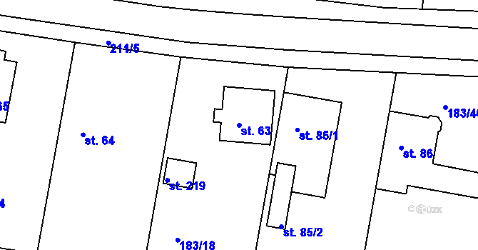 Parcela st. 63 v KÚ Lhota u Opavy, Katastrální mapa