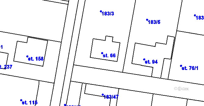 Parcela st. 66 v KÚ Lhota u Opavy, Katastrální mapa