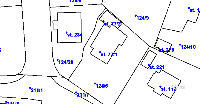 Parcela st. 77/1 v KÚ Lhota u Opavy, Katastrální mapa