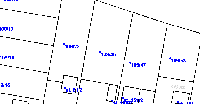 Parcela st. 109/46 v KÚ Lhota u Opavy, Katastrální mapa