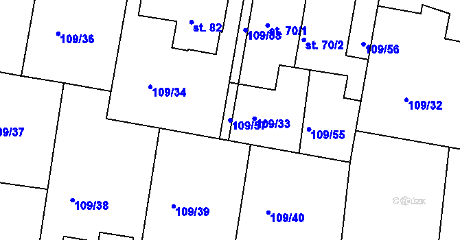 Parcela st. 109/57 v KÚ Lhota u Opavy, Katastrální mapa