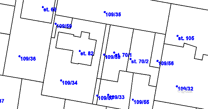 Parcela st. 109/58 v KÚ Lhota u Opavy, Katastrální mapa