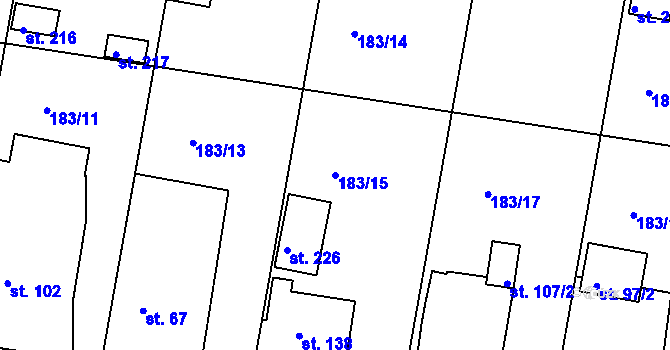 Parcela st. 183/15 v KÚ Lhota u Opavy, Katastrální mapa