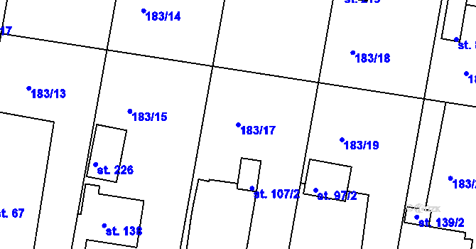 Parcela st. 183/17 v KÚ Lhota u Opavy, Katastrální mapa