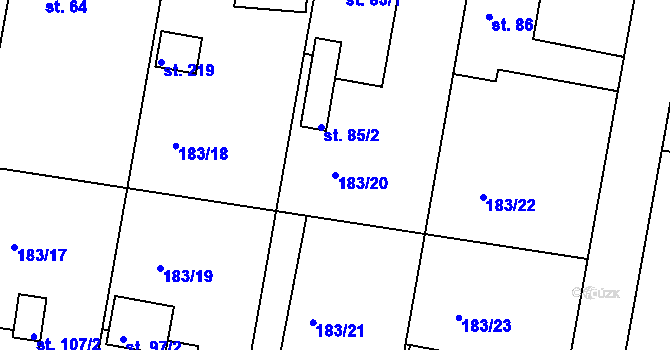 Parcela st. 183/20 v KÚ Lhota u Opavy, Katastrální mapa
