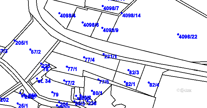 Parcela st. 221/1 v KÚ Lhota u Opavy, Katastrální mapa