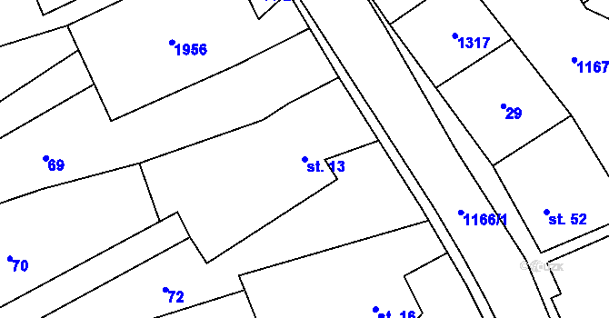 Parcela st. 13 v KÚ Lhota u Lipníka nad Bečvou, Katastrální mapa