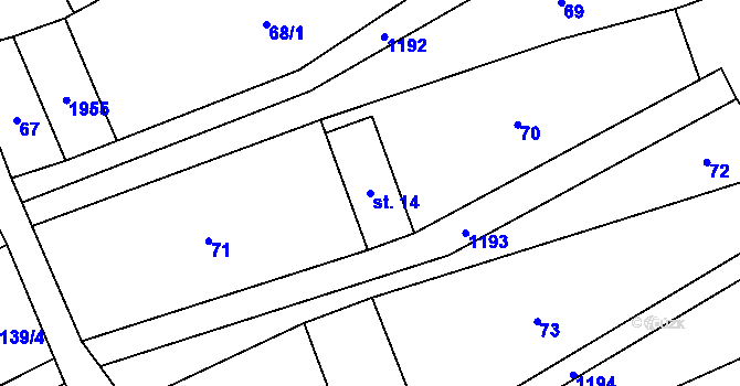 Parcela st. 14 v KÚ Lhota u Lipníka nad Bečvou, Katastrální mapa