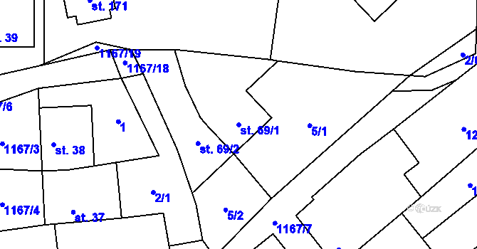 Parcela st. 69/1 v KÚ Lhota u Lipníka nad Bečvou, Katastrální mapa