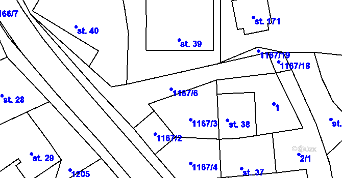 Parcela st. 1167/6 v KÚ Lhota u Lipníka nad Bečvou, Katastrální mapa