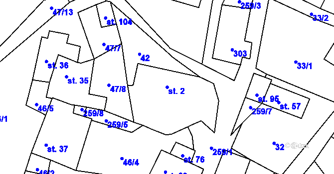 Parcela st. 2 v KÚ Lhota nad Rohanovem, Katastrální mapa