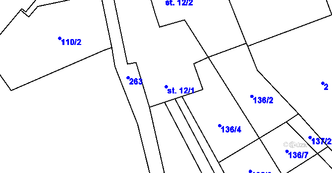 Parcela st. 12/1 v KÚ Lhota nad Rohanovem, Katastrální mapa