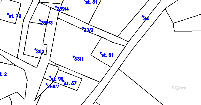 Parcela st. 61 v KÚ Lhota nad Rohanovem, Katastrální mapa