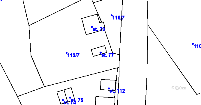 Parcela st. 77 v KÚ Lhota nad Rohanovem, Katastrální mapa