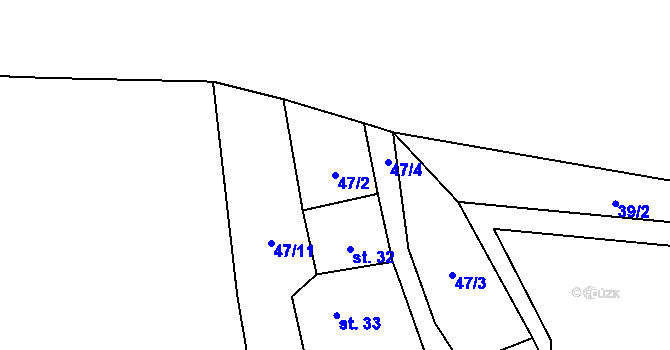Parcela st. 47/2 v KÚ Lhota nad Rohanovem, Katastrální mapa