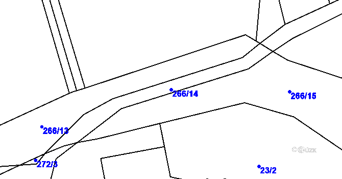 Parcela st. 266/14 v KÚ Lhota nad Rohanovem, Katastrální mapa