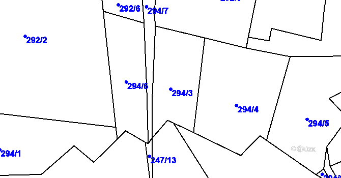 Parcela st. 294/3 v KÚ Lhota nad Rohanovem, Katastrální mapa