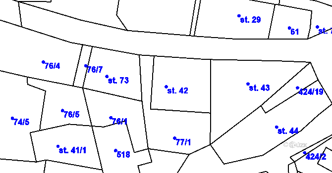 Parcela st. 42 v KÚ Lhota pod Hořičkami, Katastrální mapa