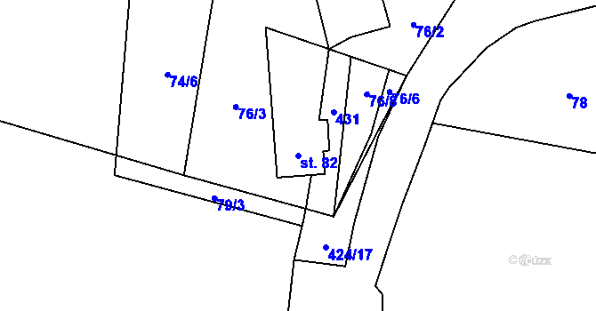 Parcela st. 82 v KÚ Lhota pod Hořičkami, Katastrální mapa