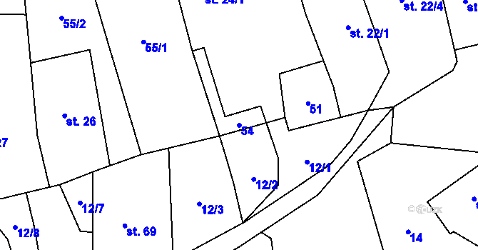 Parcela st. 54 v KÚ Lhota pod Hořičkami, Katastrální mapa