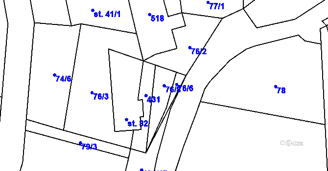 Parcela st. 76/8 v KÚ Lhota pod Hořičkami, Katastrální mapa