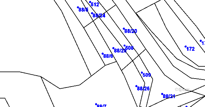 Parcela st. 88/6 v KÚ Lhota pod Hořičkami, Katastrální mapa