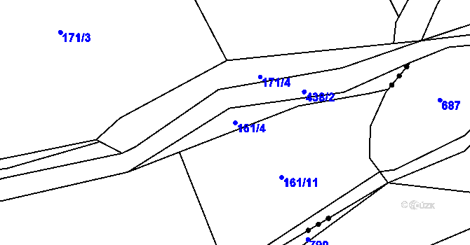 Parcela st. 161/4 v KÚ Lhota pod Hořičkami, Katastrální mapa