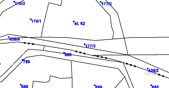Parcela st. 177/3 v KÚ Lhota pod Hořičkami, Katastrální mapa