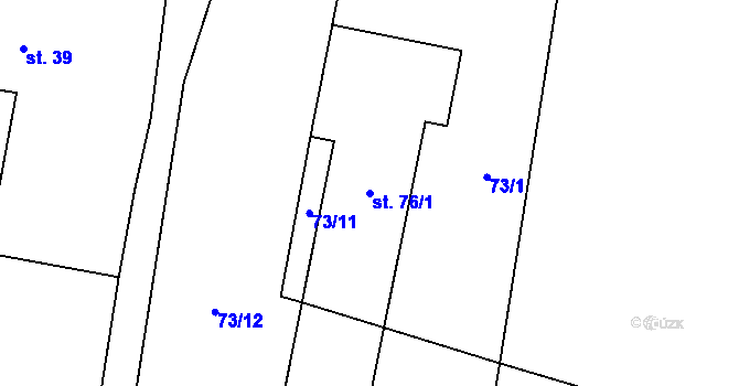 Parcela st. 76/1 v KÚ Lhota pod Hořičkami, Katastrální mapa