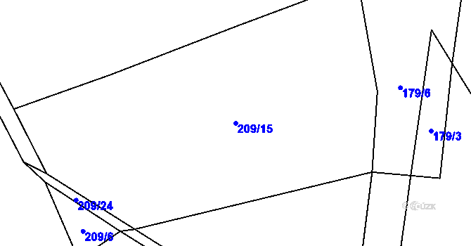 Parcela st. 209/15 v KÚ Lhota pod Hořičkami, Katastrální mapa