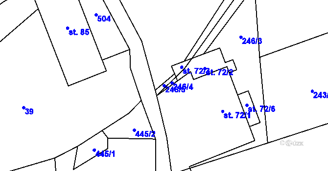 Parcela st. 246/5 v KÚ Lhota pod Hořičkami, Katastrální mapa