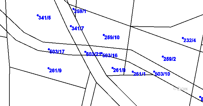 Parcela st. 503/16 v KÚ Lhota pod Hořičkami, Katastrální mapa