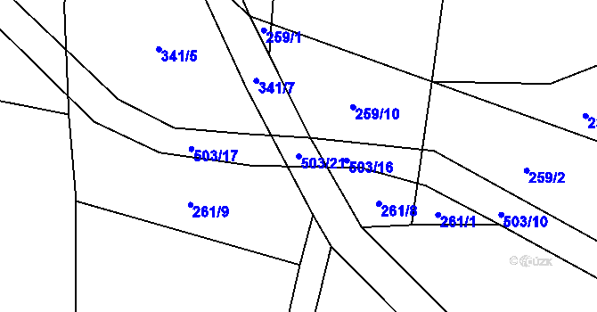 Parcela st. 503/21 v KÚ Lhota pod Hořičkami, Katastrální mapa