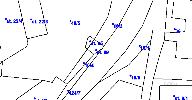 Parcela st. 89 v KÚ Lhota pod Hořičkami, Katastrální mapa