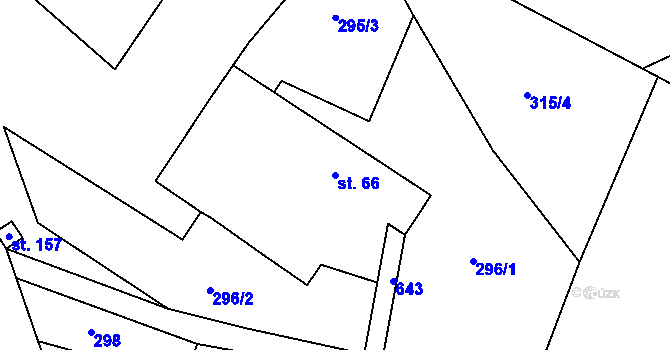 Parcela st. 66 v KÚ Světlá u Hořiček, Katastrální mapa