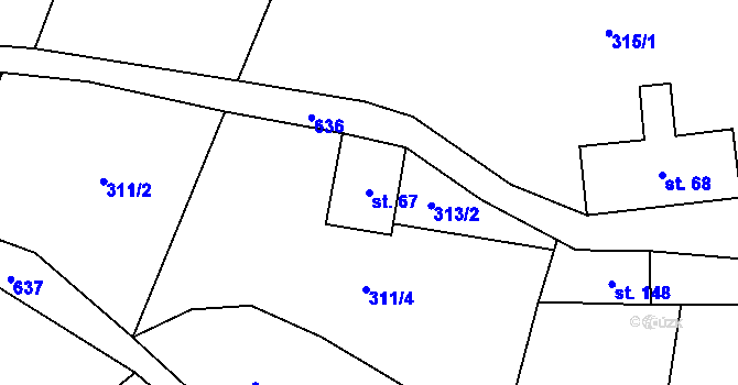 Parcela st. 67 v KÚ Světlá u Hořiček, Katastrální mapa