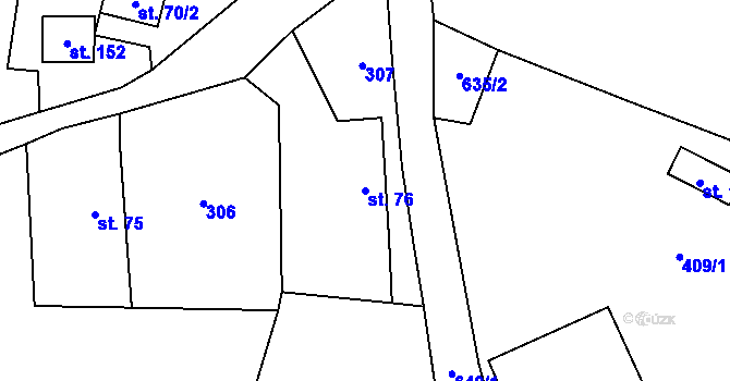 Parcela st. 76 v KÚ Světlá u Hořiček, Katastrální mapa