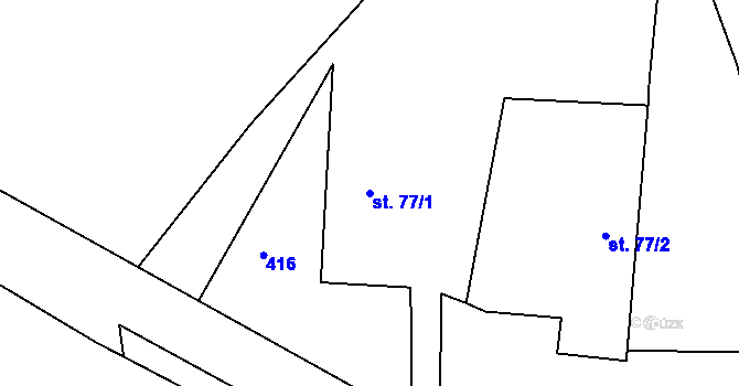 Parcela st. 77/1 v KÚ Světlá u Hořiček, Katastrální mapa