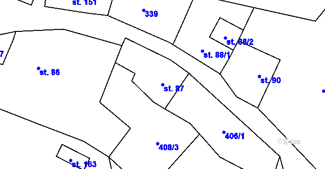 Parcela st. 87 v KÚ Světlá u Hořiček, Katastrální mapa