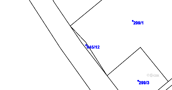 Parcela st. 645/12 v KÚ Světlá u Hořiček, Katastrální mapa