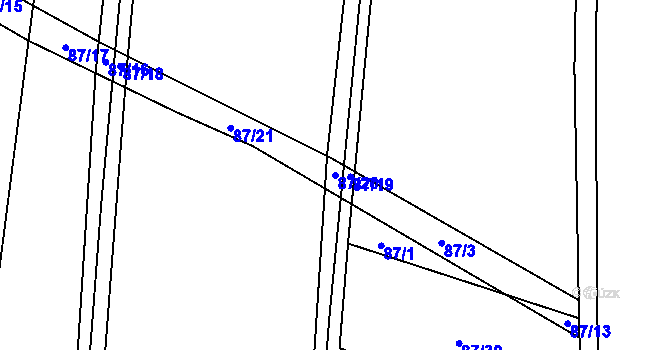 Parcela st. 87/20 v KÚ Újezdec u Hořiček, Katastrální mapa