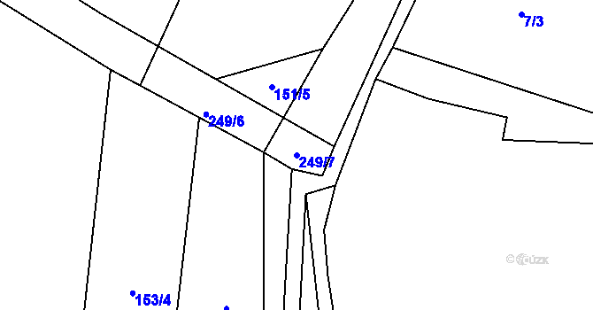 Parcela st. 249/7 v KÚ Újezdec u Hořiček, Katastrální mapa