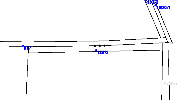 Parcela st. 128/2 v KÚ Újezdec u Hořiček, Katastrální mapa