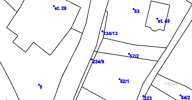 Parcela st. 234/9 v KÚ Újezdec u Hořiček, Katastrální mapa