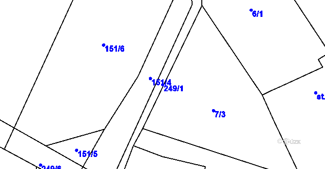 Parcela st. 249/1 v KÚ Újezdec u Hořiček, Katastrální mapa