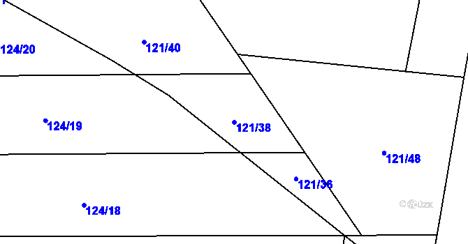 Parcela st. 121/38 v KÚ Vestec u Hořiček, Katastrální mapa