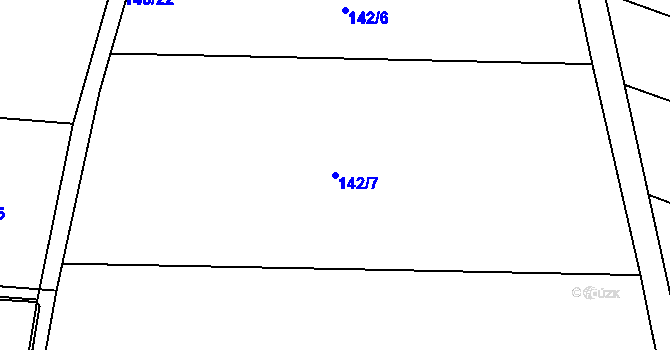 Parcela st. 142/7 v KÚ Vestec u Hořiček, Katastrální mapa