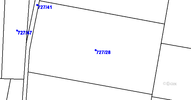 Parcela st. 727/28 v KÚ Vestec u Hořiček, Katastrální mapa