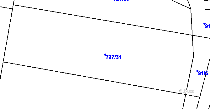 Parcela st. 727/31 v KÚ Vestec u Hořiček, Katastrální mapa